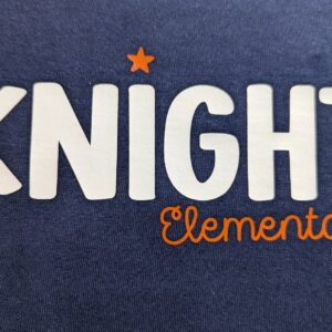 Knight Elementary white and orange on Navy hoodie