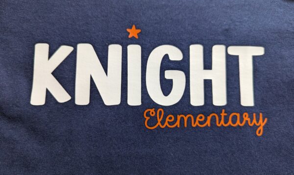 Knight Elementary white and orange on Navy hoodie