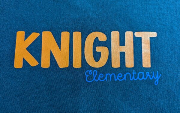 Knight Elementary orange and blue on Navy hoodie